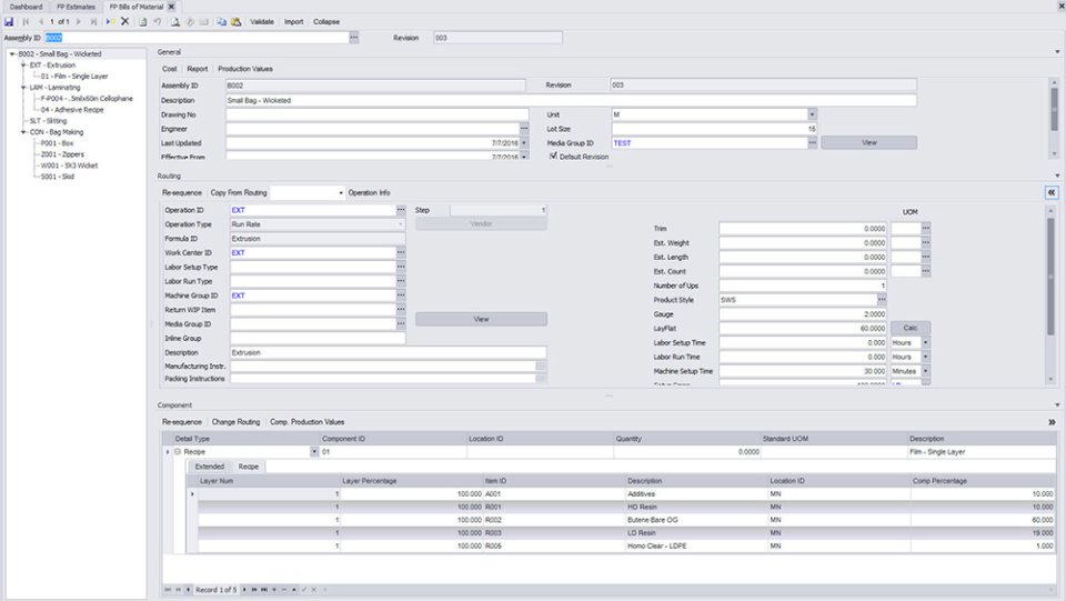 screenshot of Aptean Industrial Manufacturing ERP Traverse Edition